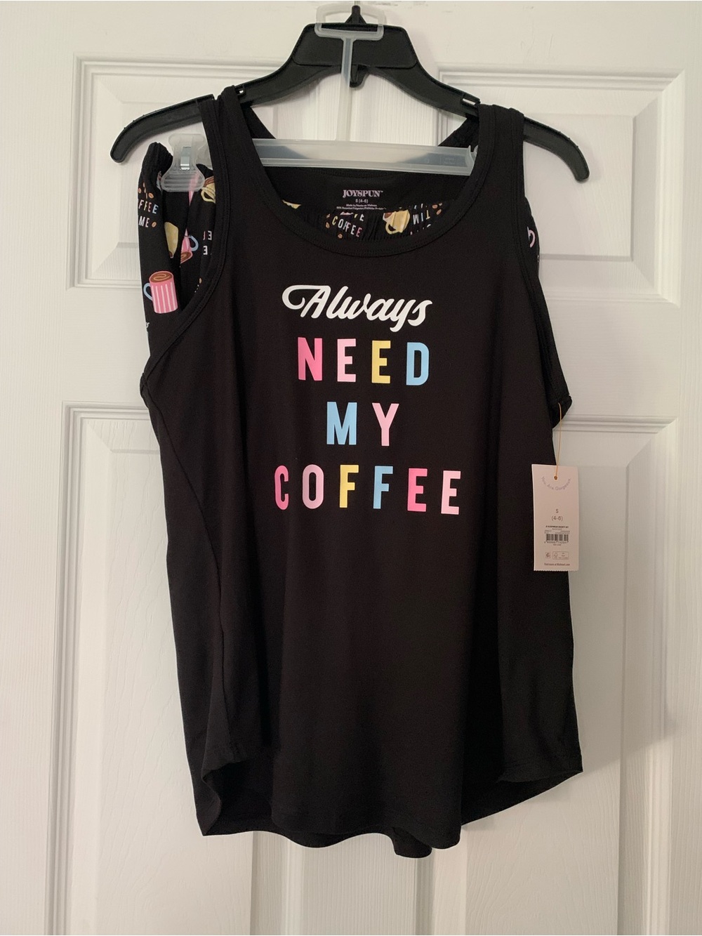 JOYSPUN  SLEEPWEAR SHORTY SET Black Coffee Tank & Shorts size Small 4-6 New